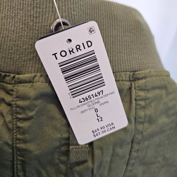 NWT-Torrid-Pull-On Convertible Poplin Crop Pant - Picture 4 of 6